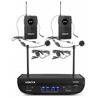 WM82B digitaalne UHF 2-kanaliline juhtmeta mikrofoni komplekt koos 2 korpusega