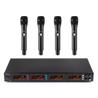 PD504H 4x 50-kanaliline UHF juhtmevaba mikrofoni komplekt koos 4 käeshoitava mikrofoniga