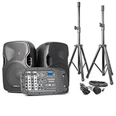 PSS302 kaasaskantav helikomplekt 10" SD/USB/MP3/BT koos alustega