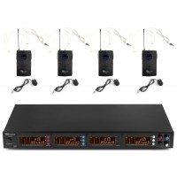 PD504B 4x 50-kanaliline UHF juhtmevaba mikrofoni komplekt koos 4 korpuse mikrofoniga