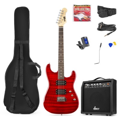 GigKit Electric Guitar Pack tepitud stiilis tumepunane