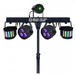 LIGHT4ME LED BAR PAR DERBY LASER multiefektidega diskovalgusti komplekt