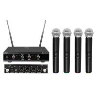 OMNITRONIKU juhtmevaba mikrofonisüsteem UHF-E4 + 4 BP mikrofoni + 4 Lavalier mikrofoni