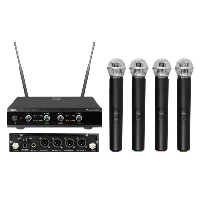 OMNITRONIKU juhtmevaba mikrofonisüsteem UHF-E4 + 4 BP mikrofoni + 4 Lavalier mikrofoni OMNITRONIKU juhtmevaba mikrofonisüsteem UHF-E4 + 4 BP mikrofoni + 4 Lavalier mikrofoni
