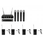 OMNITRONIKU juhtmevaba mikrofonisüsteem UHF-E4 + 4 BP mikrofoni + 4 Lavalier mikrofoni OMNITRONIKU juhtmevaba mikrofonisüsteem UHF-E4 + 4 BP mikrofoni + 4 Lavalier mikrofoni
